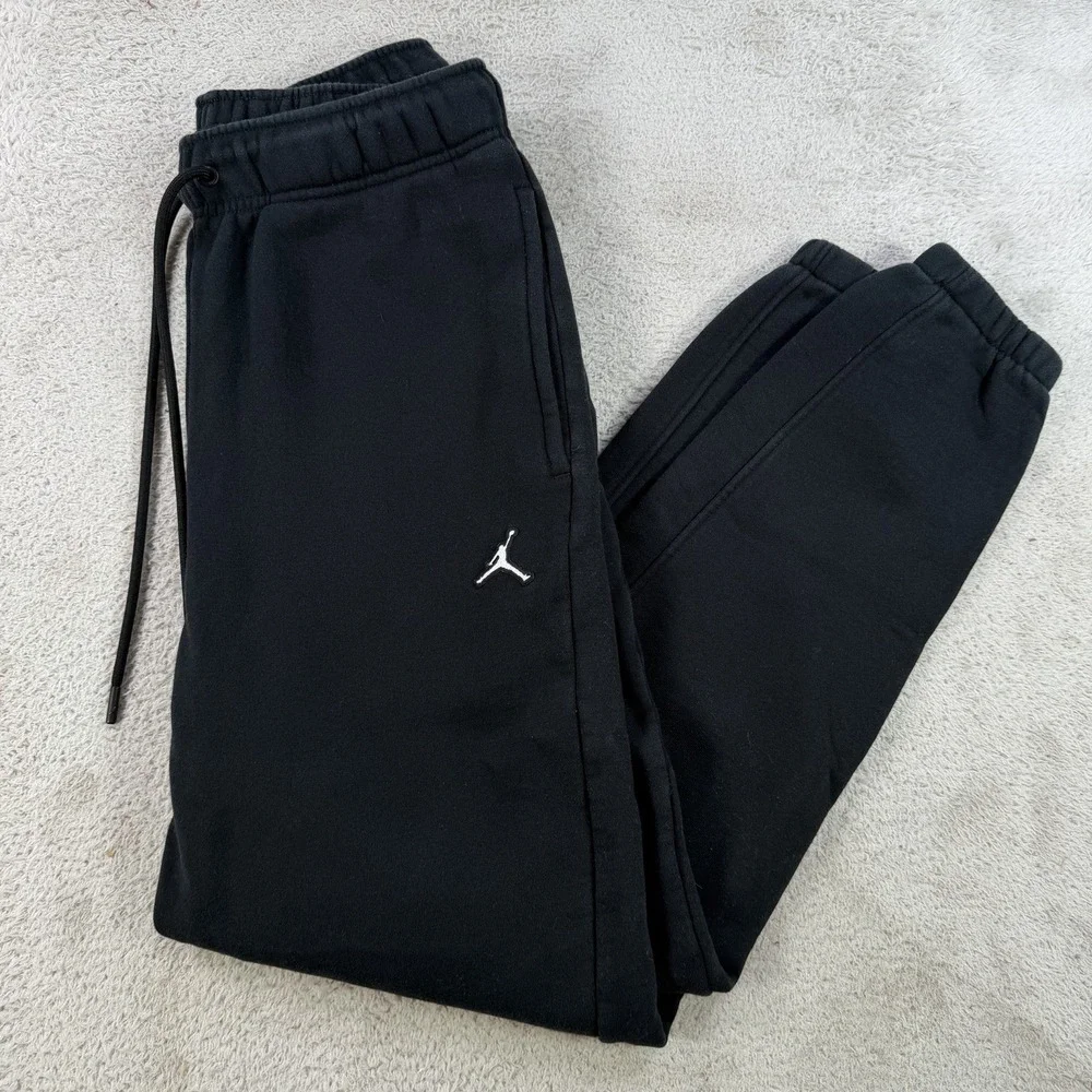 Air Jordan Joggers Mens Small Black Fleece Loose Fit Drawstring Gym Sweatpants